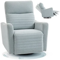 HOMCOM Fauteuil inclinable, fauteuil de relaxation avec repose-pieds, pivotant à 360°, basculant, 82 x 90,5 x 101 cm, gris-bleu(m-11)