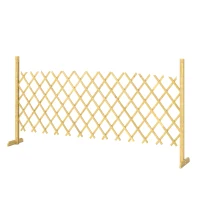 Outsunny Barriere Extensible en Bois de Sapin 180 cm, Base stable, pour Intérieur Extérieur Balcon Jardin, 180x30x90cm, Naturel(m-1)