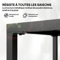 Outsunny Table basse extérieure à 2 niveaux en métal, table de jardin carrée avec étagère de rangement, 45 x 45 x 54 cm, noir(m-5)