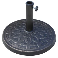 Outsunny Pied de parasol, socle parasol extérieur en résine 12 kg, pour mât de Ø 38/48 mm, Ø 44 x 34H cm, bronze(m-12)