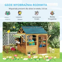 AIYAPLAY Wooden Playhouse for Kids Outdoor, Foldable Wendy House with Windows, Working Door, Service Stations, Rain Capes, Kids Garden Toys for 3-8 Years(m-4)