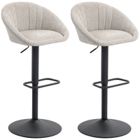 HOMCOM Lot de 2 tabourets de bar, chaises de bar hauteur réglable avec dossier et accoudoirs, repose-pieds, beige