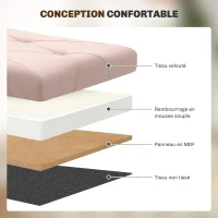 HOMCOM Banc de rangement bout de lit pliable volume 67 L capacité de charge 120 kg avec couvercle 76L x 38l x 38H cm rose(m-5)