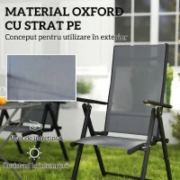 Outsunny Set 4 Scaune de Grădină Pliabile și Respirabile cu Brațe, din Oțel și Poliester, 56x69x106 cm, Gri(m-4)
