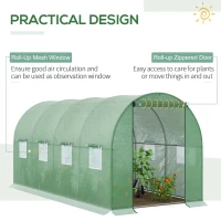 Outsunny Walk-in Polytunnel Greenhouse, Outdoor Garden Tunnel Greenhouse Tent with Zipped Roll-Up Door and 8 Mesh Windows, 4 x 2M(m-6)