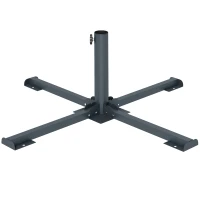 Outsunny Base pieghevole a croce per ombrelloni 38-48 mm, supporto patio, grigio scuro(m-1)