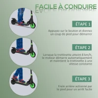 HOMCOM Trottinette électrique enfants 6 ans + pliable scooter électrique vitesse 8 km/h 71x36,5x75-80cm, aluminium, acier, vert(m-5)