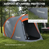 Outsunny Cort de Camping Pop-Up Impermeabil cu Accesorii și Geantă de Transport, 245x148x105 cm, Gri(m-5)