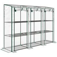 Outsunny Estufa Pequena com Prateleiras de 3 Níveis Portas com Fecho de Correr Estufa para Cultivar 215x46x151 cm Transparente(m-1)