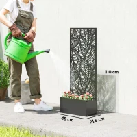 Outsunny Jardinière avec treillis, bac à fleurs, avec brise-vue, pour plantes grimpantes, métal, 45 x 21,5 x 110 cm, noir(m-3)