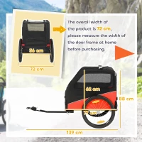 PawHut Dog Bike Trailer, Dog Cart Bicycle Carrier for Small and Medium Pets with 20" Inflatable Rubber Wheels, Red(m-3)