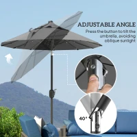 Outsunny Umbrelă dublă cu bază în formă de cruce și lumini solare, 295x150x219cm, gri(m-9)