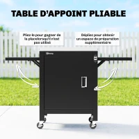 Outsunny Desserte jardin chariot de barbecue sur roulettes plateau en acier inoxydable Porte-Serviettes, 140,5 x 68 x 89 cm Noir(m-4)