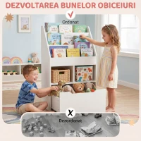 HOMCOM Mică bibliotecă pentru copii cu rafturi și sertar din MDF, 60x29,9x90cm, alb(m-8)
