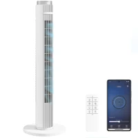 HOMCOM 96 cm Tower Fan with WiFi App Control, Standing Floor Fan with 3 Speed 4 Modes, 12 Hour Timer and Night Light White(m-10)
