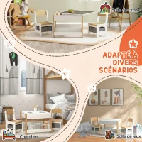 HOMCOM Ensemble 3 pièces table et 2 chaises pour enfant avec plateau réversible tableau noir, panier de rangement, étagères(m-7)