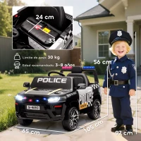 AIYAPLAY Coche Eléctrico para Niños de Policía con Mando a Distancia Motor Doble Sirena Suspensión en 4 Ruedas y Faros Negro(m-3)