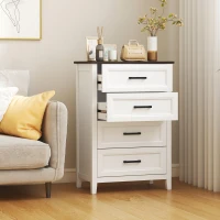 HOMCOM Cómoda Dormitorio Estrecho y Alto con Encimera Efecto Madera Cajonera para Espacios Pequeños 60x35x87 cm Blanco(m-9)