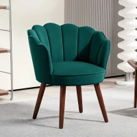 HOMCOM Fauteuil Coquillage Fauteuil de Salon Chambre avec Dossier et Coussin Aspect Velours Pieds en Bois hévéa, Vert(m-10)