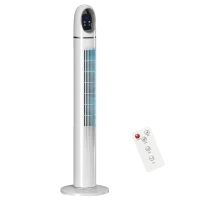 HOMCOM Tower Fan for Bedroom, Standing Floor Fan with Oscillating, 3 Modes, 3 Speeds, 24 Hour Timer, White(m-10)
