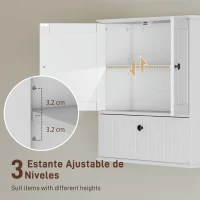 HOMCOM Armario de Baño de Pared Rústico con Estante Ajustable Doble Puerta y Puerta Abatible 60x19,5x60 cm Blanco(m-5)