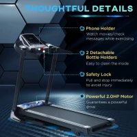 HOMCOM Folding Treadmill, Compact Running Machine with LED Display, Drink & Phone Holder for Home Workout(m-6)