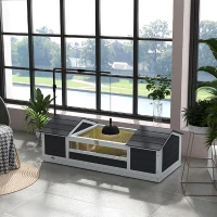 PawHut Maison tortue terrestre extérieure enclos tortue 2 niches support de lampe réglable bois massif 120 x 56,5 x 43 cm gris(m-10)