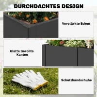 Outsunny Hochbeet aus galvanisiertem Stahl, 150 x 53 x 55 cm, Outdoor-Pflanzkasten mit Trennwand, Schwarz(m-6)