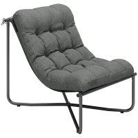 Outsunny Lounge Sessel Outdoor Ergonomischer Gartensessel mit hautfreundlich Kissen Breiter Sitz Stahlrahmen Dunkelgrau