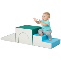 HOMCOM Juego de 4 Bloques de Espuma para Niños de 1-3 Años Figuras de Construcción Juguete para Aprendizaje Infantil Bloques Psicomotricidad Tapizados en PU 150x50x39 cm Multicolor(m-10)