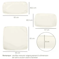 Outsunny Lot de 14 Housses de Rechange Coussins Salon de Jardin - 6 Housses Coussin d'assise, 8 Housses Coussin Dossier - Housses zippées Polyester déperlant Crème(m-3)