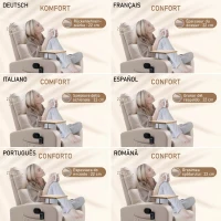 HOMCOM Fotoliu Masaj și Reclinabil cu Suport pentru Picioare și Telecomandă, din Microfibră, 77x93x105 cm, Bej(m-7)