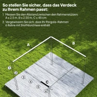 Outsunny Ersatzdach für 3 x 3 m Pergola, einziehbar, mit Regenabflusslöchern, wetterfest, Polyester, Beige 250 x 255 cm Beige(m-4)