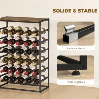HOMCOM Casier à bouteilles pour 30 bouteilles, étagère à vin avec 6 niveaux, style industriel, 59x30x88,5cm, brun rustique(m-6)