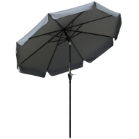 Outsunny Chapéu de Sol de Jardim Ø266x248,5 cm Proteção UV50+ Chapéu de Sol de Alumínio Inclinável com Teto de Ventilação Cinza Escuro