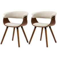 HOMCOM Lot de 2 chaises de salle à manger, chaises de cuisine rembourrées avec dossier incurvé et pieds en bois massif, beige