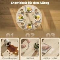 HOMCOM Klappbarer Esstisch, 80 cm Runder Klapptisch mit Stahlrahmen, Platz für 2-4 Personen, Naturholz-Optik(m-6)