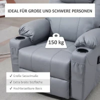HOMCOM Fotoliu cu Funcție de Ridicare, Reclinabil până la 135°, 8 Puncte de Masaj, Telecomandă și Suport pentru Picioare, 88x99x106 cm, Gri(m-7)