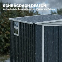 Outsunny Gartenlagerschuppen, Werkzeugschuppen für Gartengeräte, Fenster, Lüftungsöffnungen, abschließbar, Stahl, Dunkelgrau(m-6)