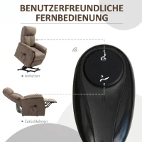 HOMCOM Fotoliu rabatabil cu sistem de ridicare 150° max, telecomandă și suport pentru picioare, 75x93x110 cm, maro(m-11)