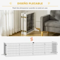 PawHut Barrera de Seguridad para Perros Plegable de Madera para Escaleras y Puertas con Soporte de Pie 432x36x70 cm Blanco(m-6)