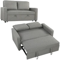HOMCOM Double Sofa Bed Click Clack Sofa Bed Pull Out Bed with Adjustable Backrest for Living Room and Bedroom Grey(m-10)