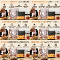 Frigider cu Aer HOMCOM de 8L, 1700W cu 8 Programe și Circulație de Aer Cald la 360°, Display LED, Negru(m-6)