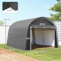 Outsunny Lagerzelt für den Garten, stabiler Stahlrahmen, große Türen, 3x3m, Grau(m-3)