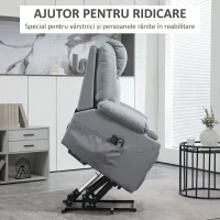 HOMCOM Fotoliu cu Funcție de Ridicare, Reclinabil până la 135°, 8 Puncte de Masaj, Telecomandă și Suport pentru Picioare, 88x99x106 cm, Gri(m-4)