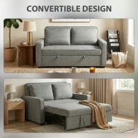 HOMCOM Double Sofa Bed Click Clack Sofa Bed Pull Out Bed with Adjustable Backrest for Living Room and Bedroom Grey(m-4)