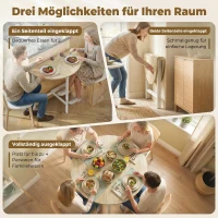 HOMCOM Klappbarer Esstisch, 80 cm Runder Klapptisch mit Stahlrahmen, Platz für 2-4 Personen, Naturholz-Optik(m-4)
