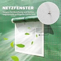 Outsunny Rundbogen-Gewächshaus, 6 Netzfenster, transparente Folie, Metallrahmen, 3,95 x 1,95 x 1,90m, Grün(m-6)
