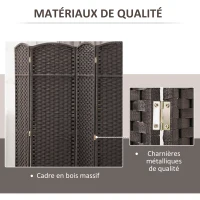 HOMCOM Paravent interieur en bois 6 panneaux 240 x 170 cm séparateur de pièce pliable pour salon, chambre à coucher, naturel(m-6)