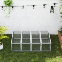 PawHut Clapier cage à lapins extérieur intérieur 2 portes supérieures 181L x 100l x 48H cm bois massif gris(m-7)